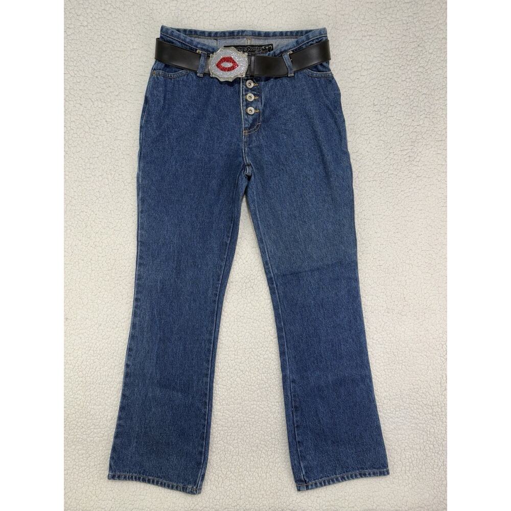 Vintage NWT No Excuses Button Fly Bootcut Jeans & Belt Deadstock 5/6 Western Y2K